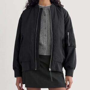 Everlane Renew Oversized Puffer Bomber Jacket, Black, XL